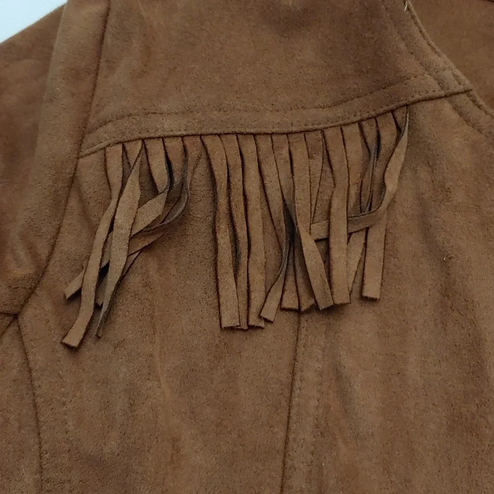 Justice Girls Size 16/18 Faux Leather Jacket with Fringe accents at collar bones